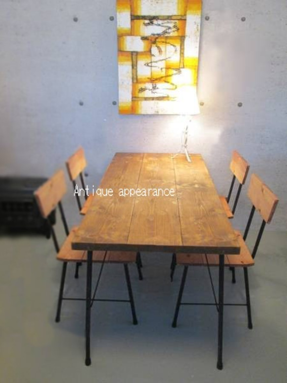 【サイズ約W800×D700】アンティーク風ダイニングテーブル・鉄脚アイアン　テーブル 1枚目の画像