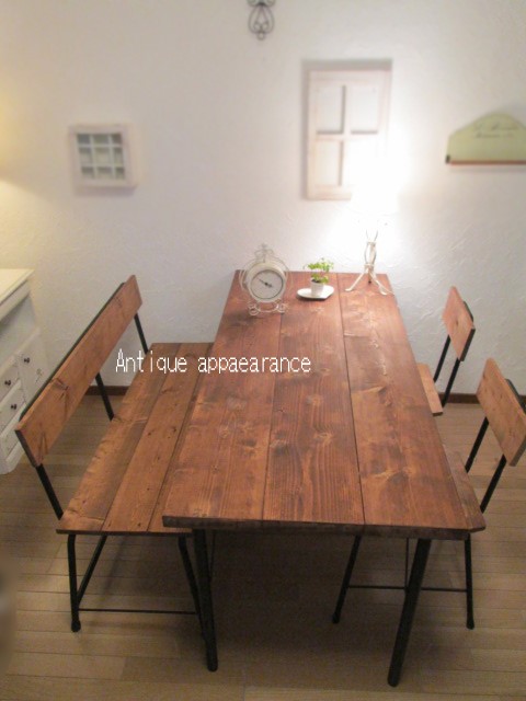 【サイズ約W1600×D700】アンティーク風　ダイニングテーブル・鉄脚アイアン 32,370円