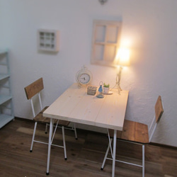 【サイズ約W900×D700】アンティーク風ホワイト・ダイニングテーブル・鉄脚アイアン　テーブル 3枚目の画像