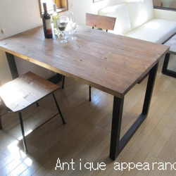 【サイズ約W1500×D830】アンティーク風ダイニングテーブル・角鉄脚アイアン　テーブル 2枚目の画像