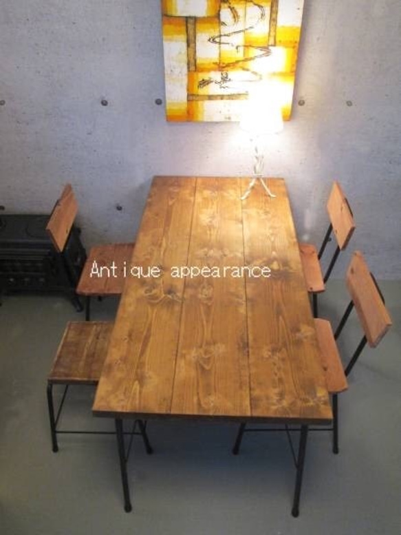 【サイズ約W700×D600】アンティーク風ダイニングテーブル・鉄脚アイアン　テーブル 5枚目の画像