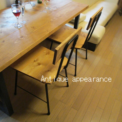 【サイズ約W1700×D800】角鉄脚アイアン　ミディアムアンティーク風ダイニングテーブル 7枚目の画像