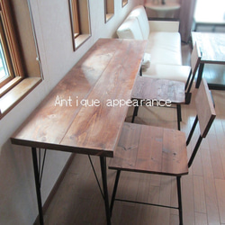 【サイズ約W1500×D460】アンティーク風　カウンターテーブル　ダイニングテーブル　アイアン（作業台） 1枚目の画像