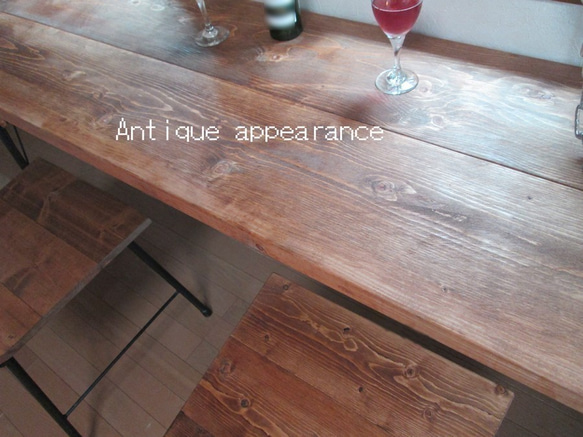 【サイズ約W1500×D460】アンティーク風　カウンターテーブル　ダイニングテーブル　アイアン（作業台） 2枚目の画像
