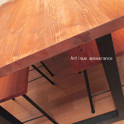 【サイズ約W1200×D800】アンティーク風ダイニングテーブル　角鉄脚アイアン　テーブル 3枚目の画像