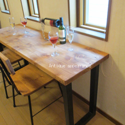 【約W1500×D460】アンティーク風ダイニングテーブル・角鉄脚アイアン　テーブル 3枚目の画像