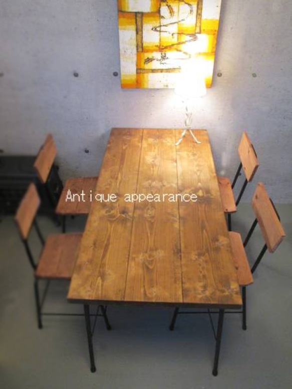 【サイズ約W1150×D700】アンティーク風ダイニングテーブル・鉄脚アイアン　テーブル 2枚目の画像