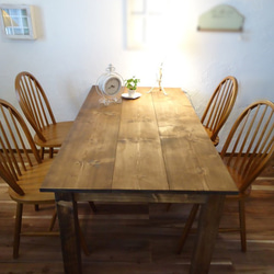 木製 横1400×奥行700　アンティーク風テーブル　木足　ダイニングテーブル　 2枚目の画像