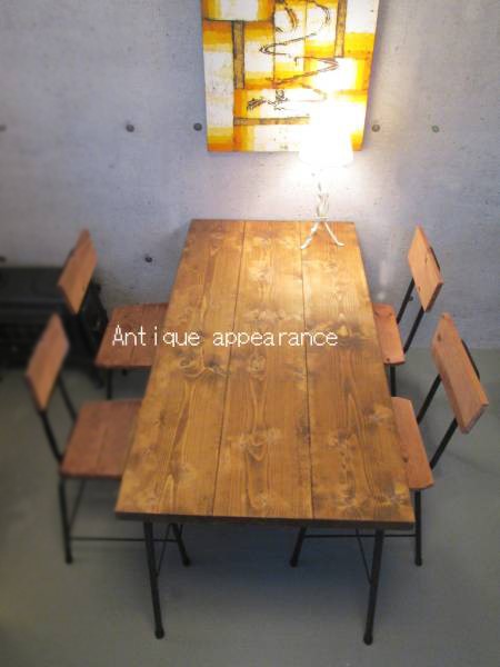 【サイズ約W1100×D700】アンティーク風ダイニングテーブル・鉄脚アイアン　テーブル