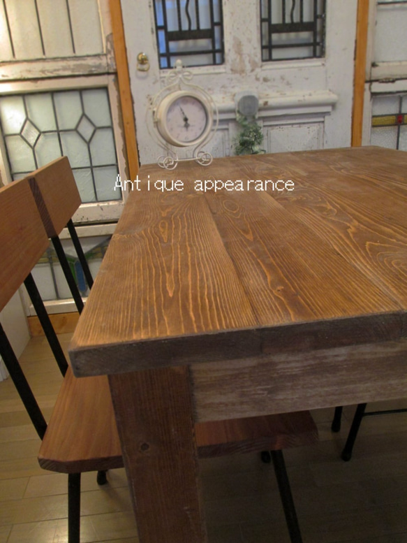 木製 横1100×奥行700　アンティーク風テーブル　木足　ダイニングテーブル　 3枚目の画像