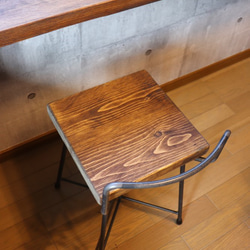 椅子1個 13mm極太鉄曲　ハーフ背もたれ付き鉄足椅子　(1台) 2枚目の画像