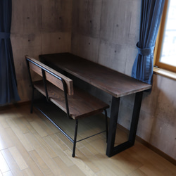 【サイズ約W1600×D460】リビングカウンター　アンティーク風ダイニングテーブル・角鉄脚アイアン　テーブル 2枚目の画像