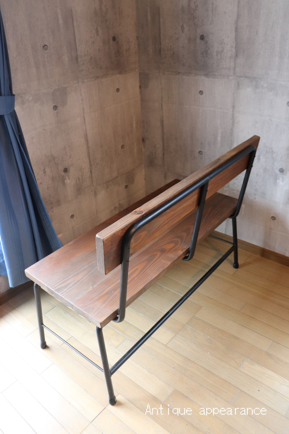 新発売（3人かけ）　背中ありベンチ　アンティーク風ダイニングテーブル・用　　鉄脚アイアン　テーブル 用ベンチ椅子　 7枚目の画像
