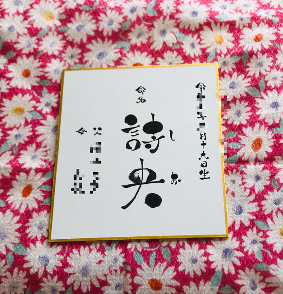 筆文字アートで【命名書】御出産のお祝いや記念♡ミニ色紙 1枚目の画像