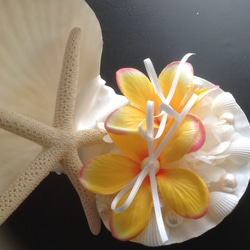 貝殼環枕頭♡雞蛋花（artichall花）黃色 第1張的照片