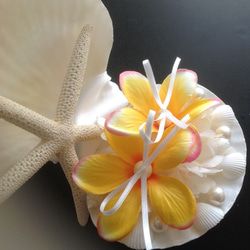 貝殼環枕頭♡雞蛋花（artichall花）黃色 第3張的照片