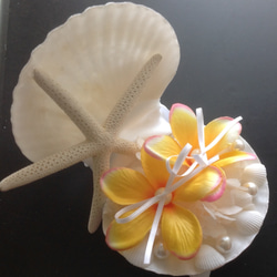 貝殼環枕頭♡雞蛋花（artichall花）黃色 第6張的照片