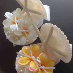 貝殼環枕頭♡雞蛋花（artichall花）黃色 第8張的照片