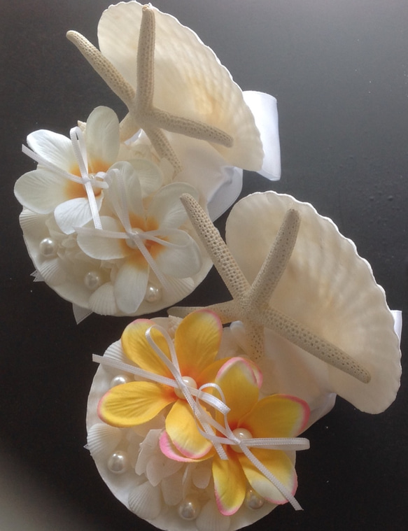 貝殼環枕頭♡雞蛋花（artichall花）黃色 第8張的照片