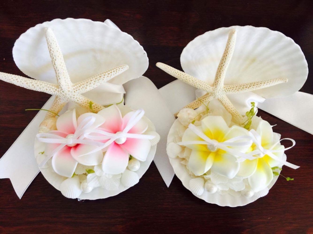 シェルリングピロー・プルメリア（アーティシャルフラワー）