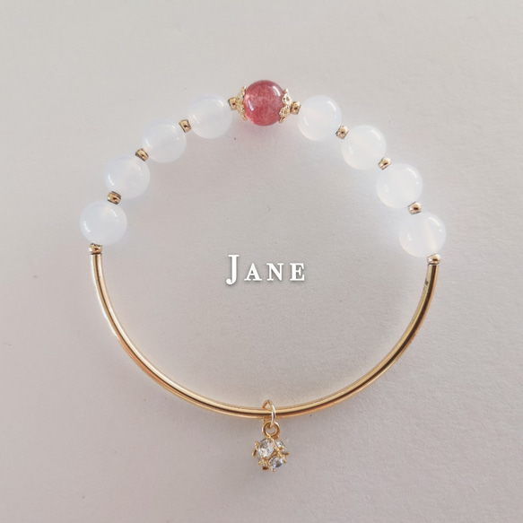 Jane✨送料無料✨高品質苺水晶＆白玉ブレスレット #140 5枚目の画像