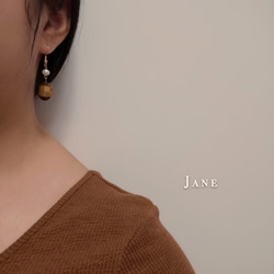 Jane✨送料無料✨冬の新作✿.*·̩͙大粒の虎目石　ピアス＃188 7枚目の画像