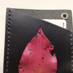 葉っぱが付いたパスケース　ハナミズキ 4枚目の画像