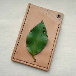 葉っぱが付いたパスケース　イヌブナ 1枚目の画像