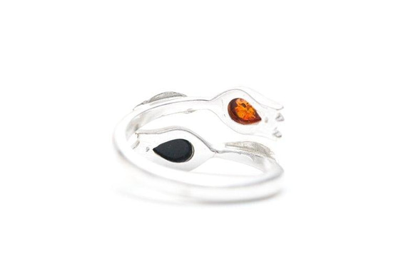 アンバー（琥珀）のジュエリー　指輪　Two Tone Amber Tulip Ring 7枚目の画像