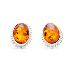 アンバー（琥珀）のジュエリー　イヤリング　ピアス　Amber Quintessence Stud Earrings 4枚目の画像