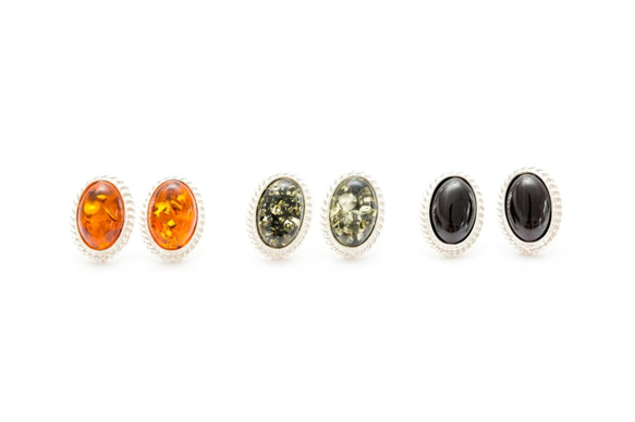 アンバー（琥珀）のジュエリー　イヤリング　ピアス　Amber Quintessence Stud Earrings 8枚目の画像