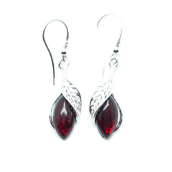 アンバー（琥珀）のジュエリー イヤリング　Fancy Top Cherry Red Dangle Earrings 3枚目の画像