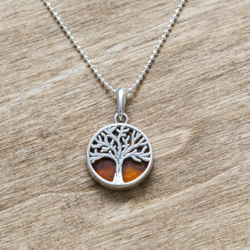 アンバー（琥珀）のジュエリー ペンダント Slice Tree of Life Charm Pendant 9枚目の画像