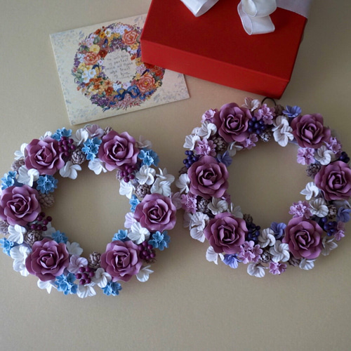クレイフラワー♡フラワーリース♡花の妖精さん♡ハンドメイド クレイフラワー♡フラワーリース♡花の妖精さん♡ハンドメイド