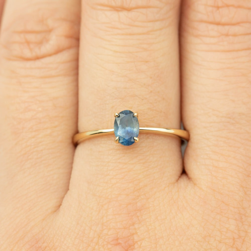 二ナリング✴︎モンタナサファイアのソリティア婚約指輪✴︎ブルー  