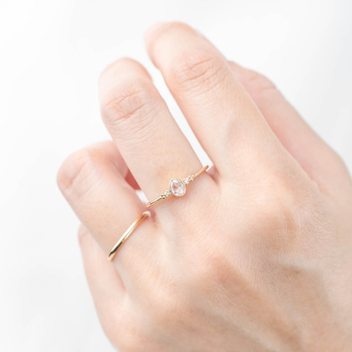 エステリング✴︎天然ローズカットダイヤモンド婚約指輪✴︎華奢可愛い