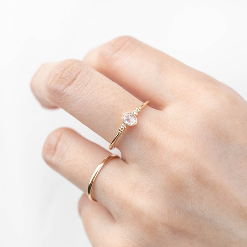 エステリング✴︎天然ローズカットダイヤモンド婚約指輪✴︎華奢