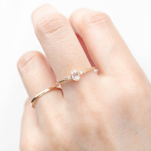 エステリング✴︎天然ローズカットダイヤモンド婚約指輪✴︎華奢