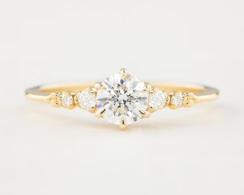 K18 ダイアモンド リンク K18YG フラワー ダイヤモンド リング 0.45CT GSTV パラジウムシルバー