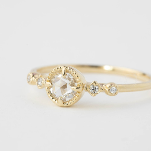 aki様御専用　k14ローズゴールドオールドマインカットダイヤモンドリング ローズカットダイヤモンドリング D 0.34ct 0.32ct K18PG BOUTIQUE LINE