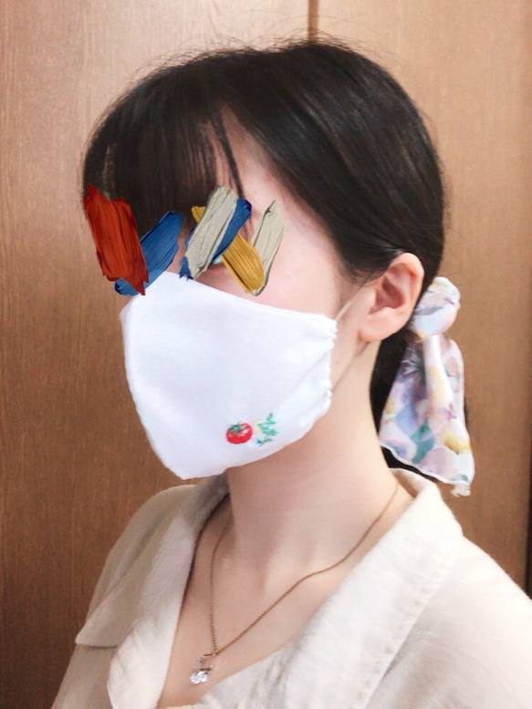 【薄くて快適な夏用ガーゼを使用♪】選べる立体刺繍マスク3種(クジラ・文鳥) 6枚目の画像