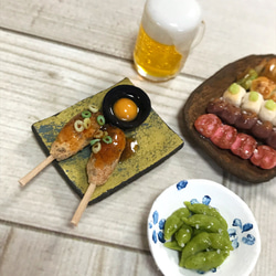 焼き鳥盛り合わせと枝豆ビールの大満足な居酒屋セットD【ミニチュアフード】 7枚目の画像