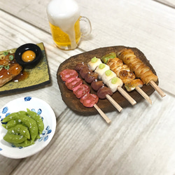 焼き鳥盛り合わせと枝豆ビールの大満足な居酒屋セットD【ミニチュアフード】 8枚目の画像