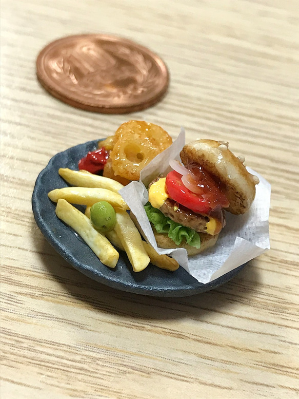 ★日本の職人技★ 食品サンプル】ハンバーガープレート【ミニチュアフード その他
