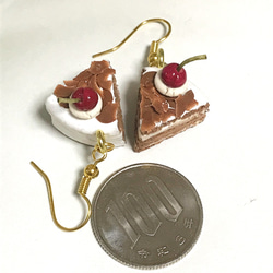 【再販】ほんのりビターなチェリーチョコケーキのピアス 5枚目の画像