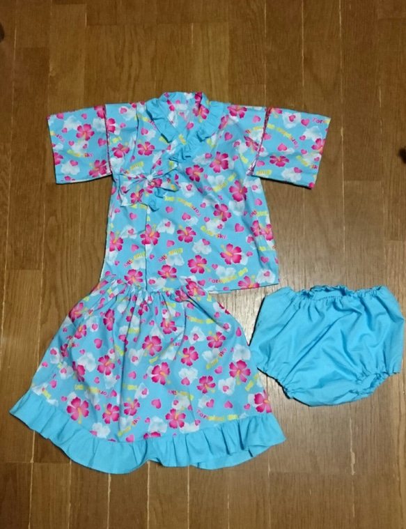 ハイビスカス柄の浴衣ドレス(90cm) 子供服 てるてるぼうず 通販