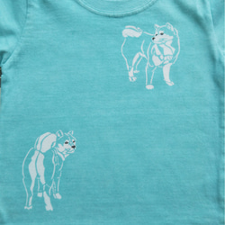 型染め80㎝子供Tシャツ～柴犬～ 薄あおみどり 1枚目の画像