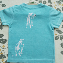 型染め80㎝子供Tシャツ～柴犬～ 薄あおみどり 5枚目の画像