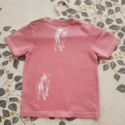 型染め90㎝動物子供Tシャツ  ～柴犬～ サーモンピンク色 5枚目の画像