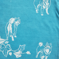 型染め90㎝動物子供Tシャツ ～柴犬～ 青緑色 4枚目の画像